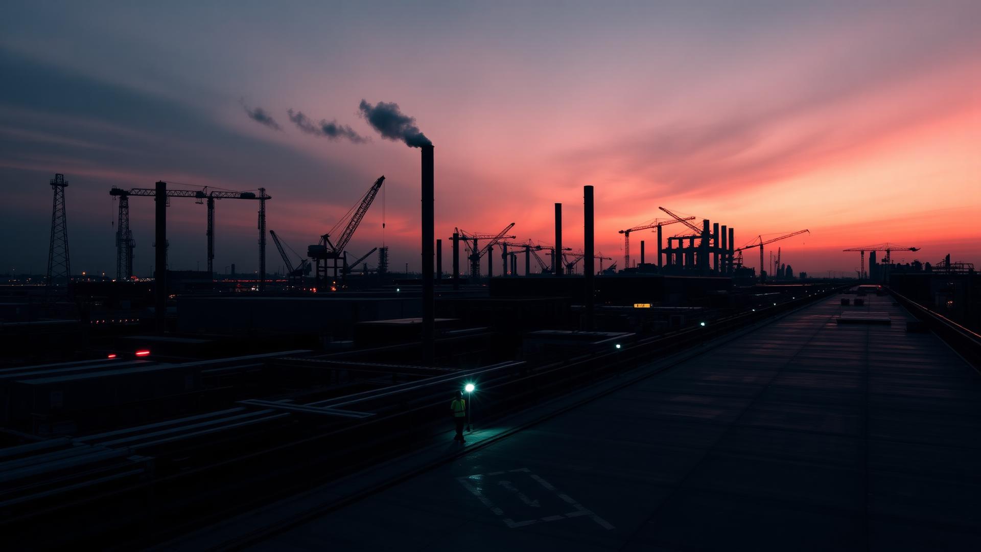 Industrial site at dawn